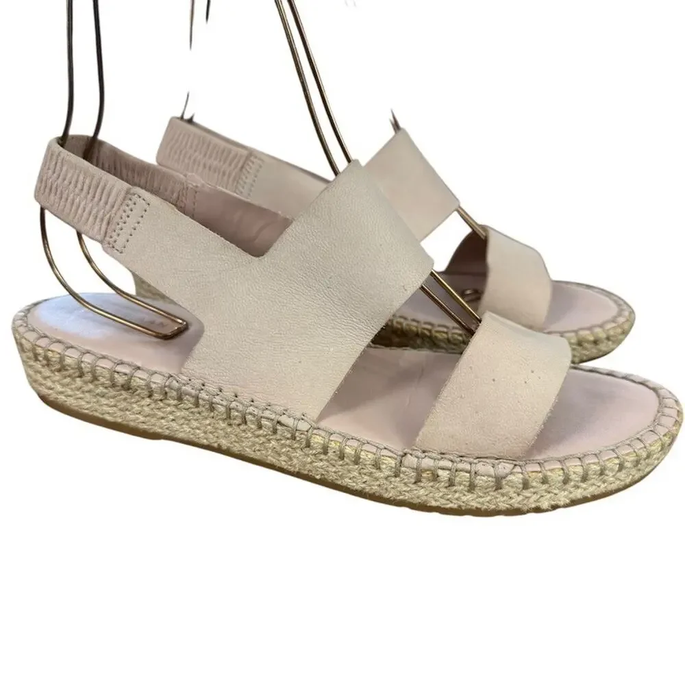 Cole Haan Womens Espadrille Sandals Slingback Pink Shoes Wide Strap Leather 9 B